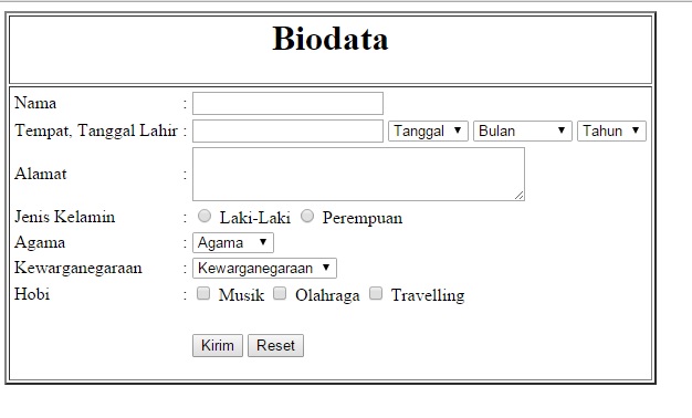 Membuat Form Biodata Sederhana Dengan HTML ONLINE LEARNING 125628 The