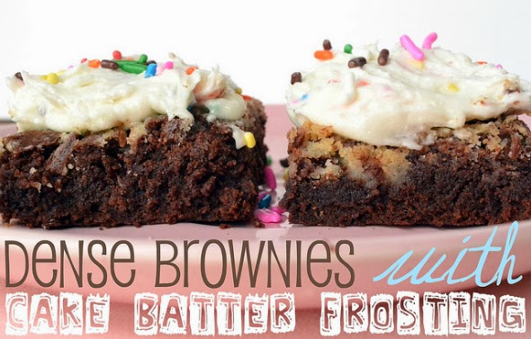 Dense Brownies with Cake Batter Frosting - best brownie/frosting combo ever!!!