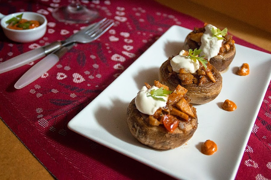 Champiñones rellenos de pollo