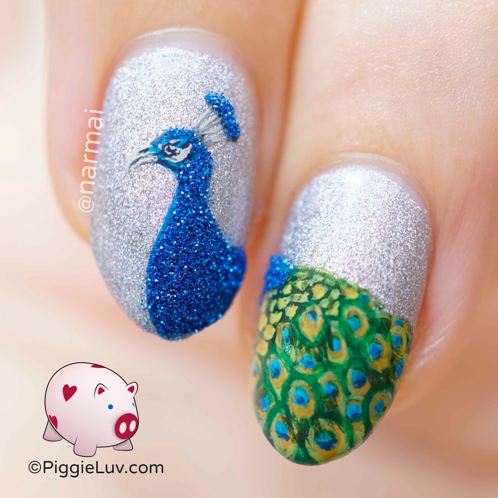 Royal peacock nail art PiggieLuv Bloglovin’