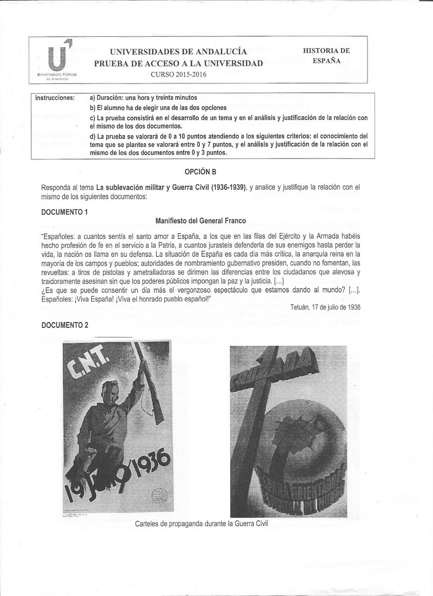 Historia4Bachillerato - Exámenes anteriores