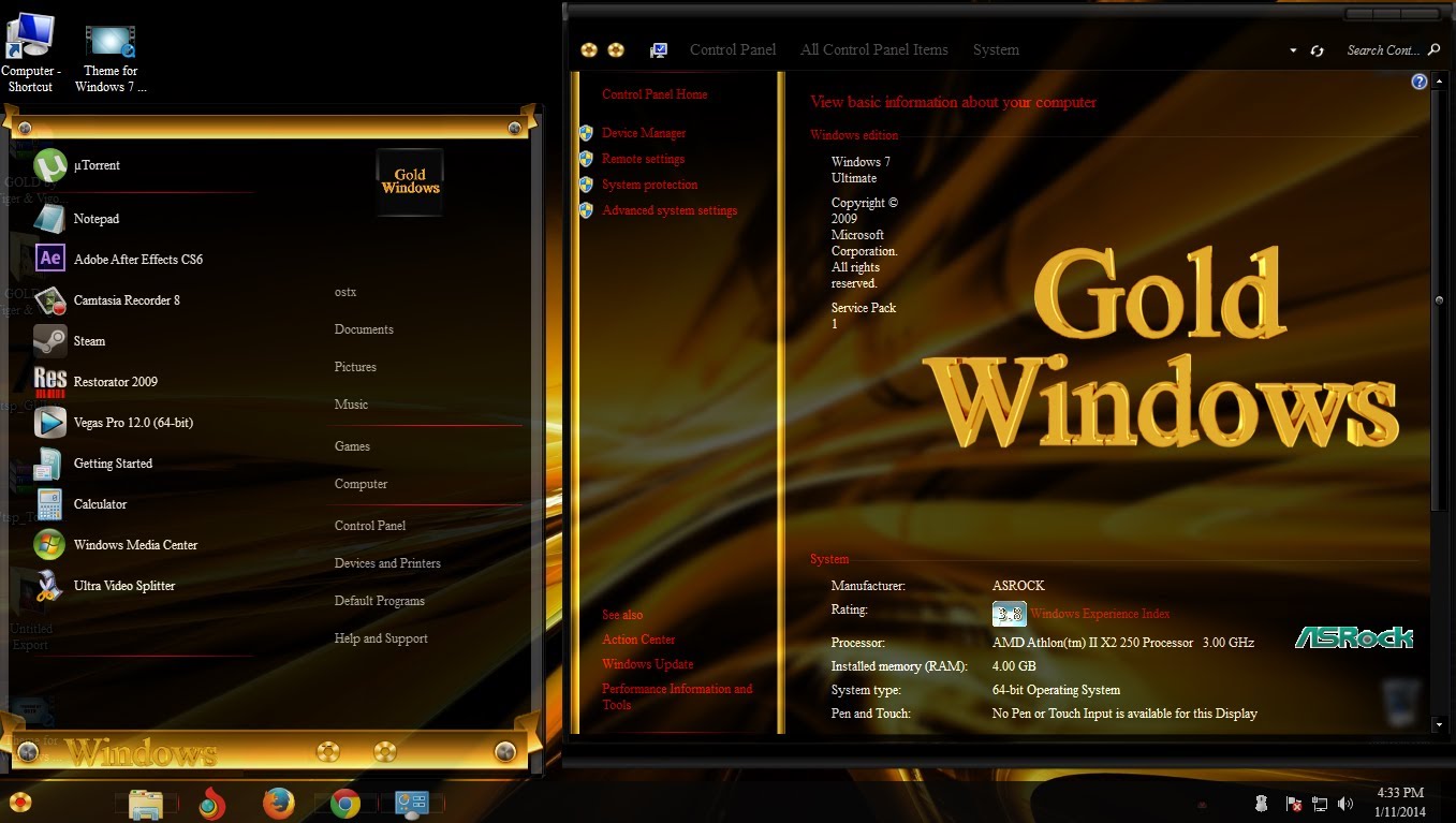 Программа gold. Windows Gold. Windows 7 Gold. Windows 10 Gold Edition. Чёрнозолотая тема виндовс.