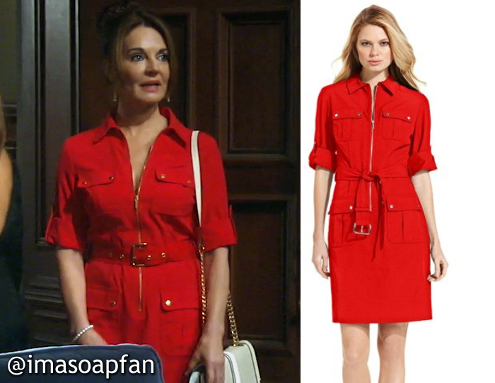 oasis red utility shirt dress