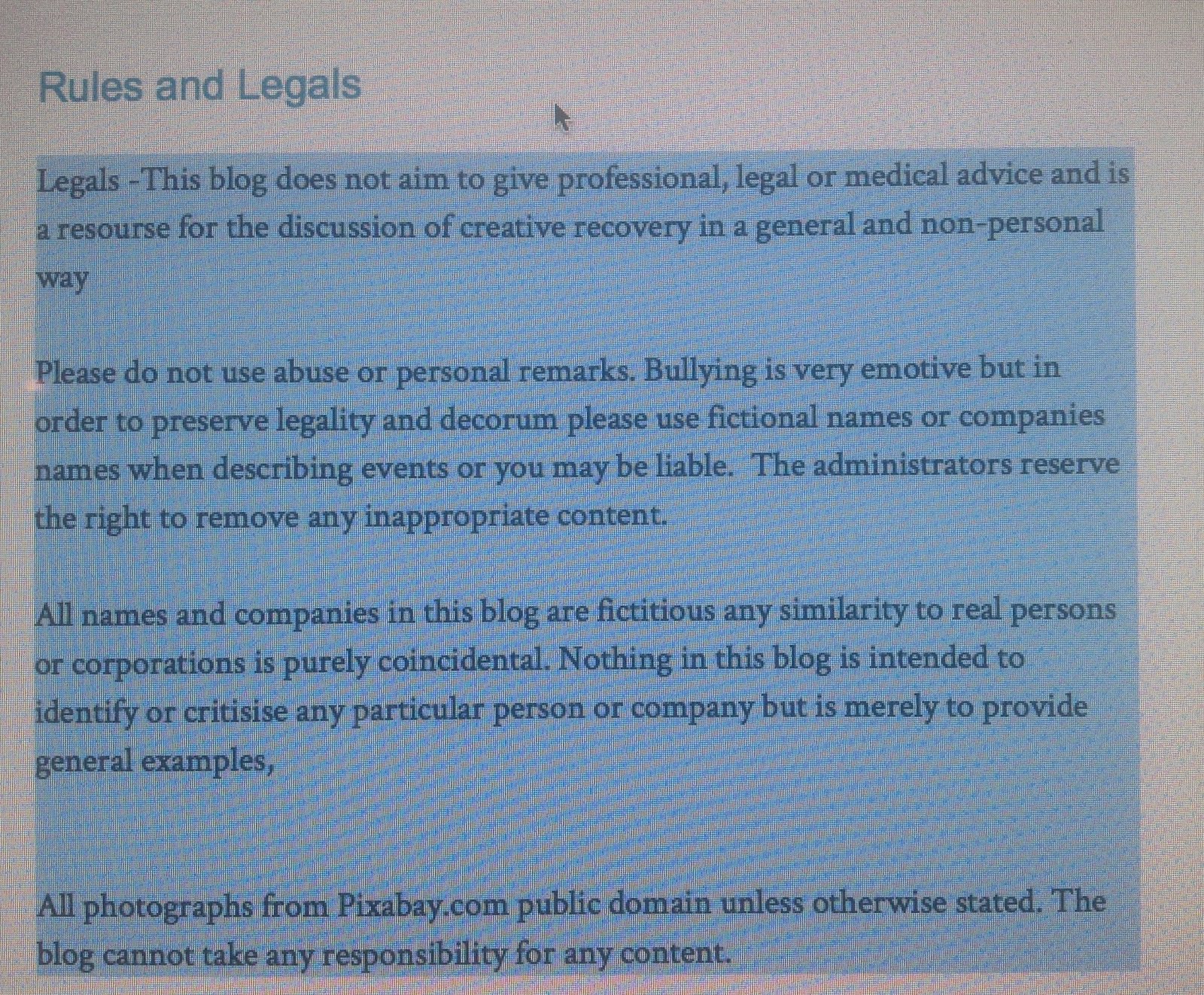 Rules and legals