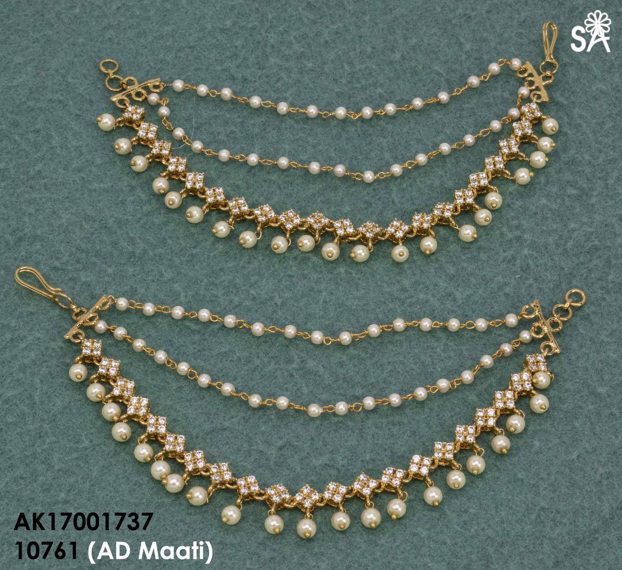 Exclusive Ear chains Collection Buy Online Jewelly 1 gram champasaralu