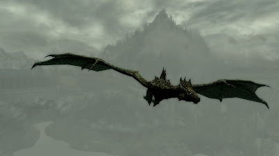 Elder Scrolls V:Skyrim Flying Dragon HD Wallpaper