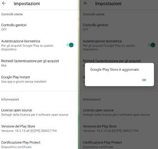 Aggiornamento Play Store Play Store aggiornato