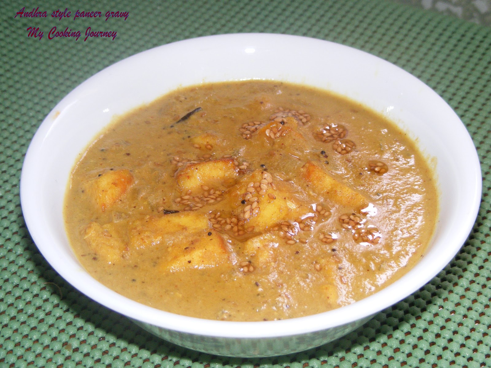 Andhra style Paneer Gravy (Cottage cheese cubes in spicy gravy) My