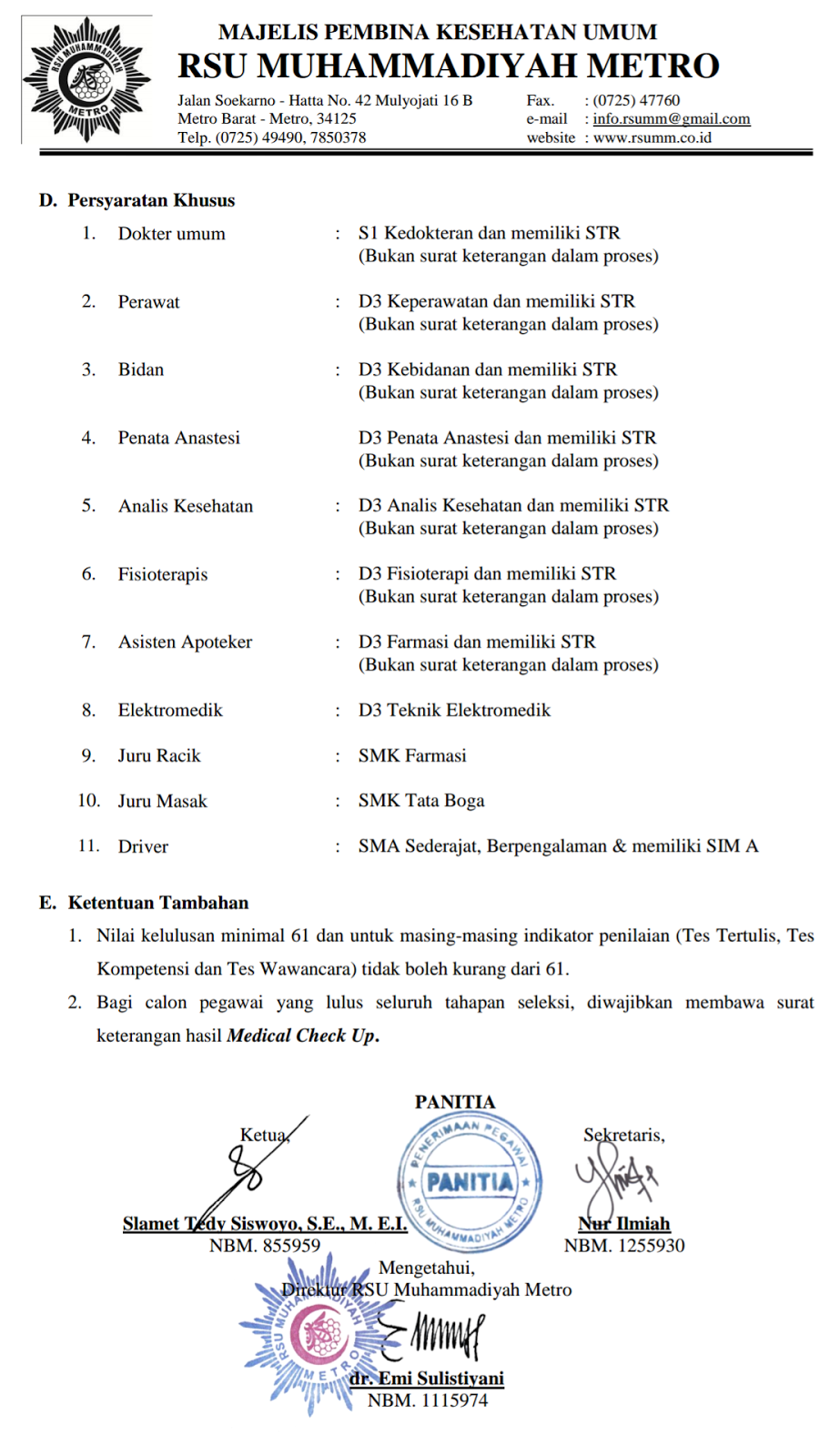 Soal Tes Tertulis Rsu Muhammadiyah Metro