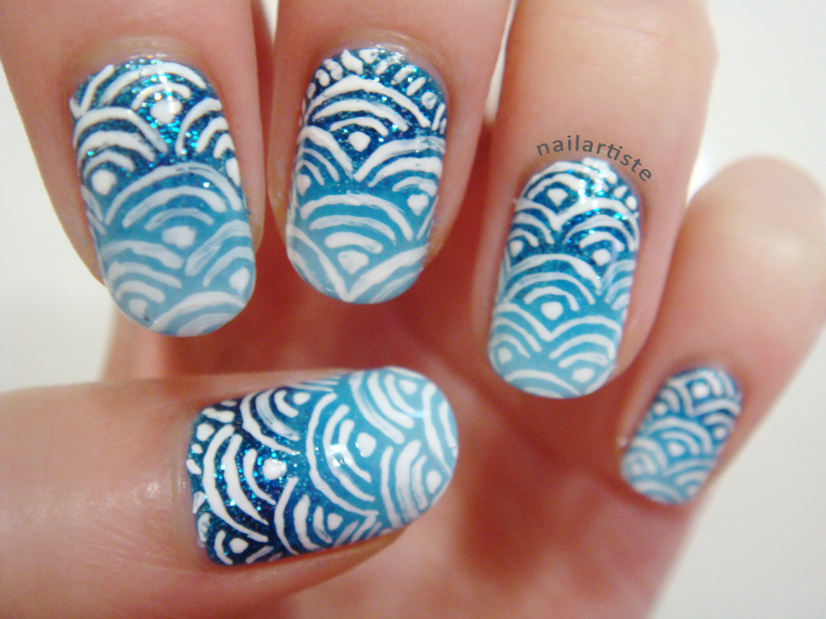 The Nail Artiste Japanese wave pattern