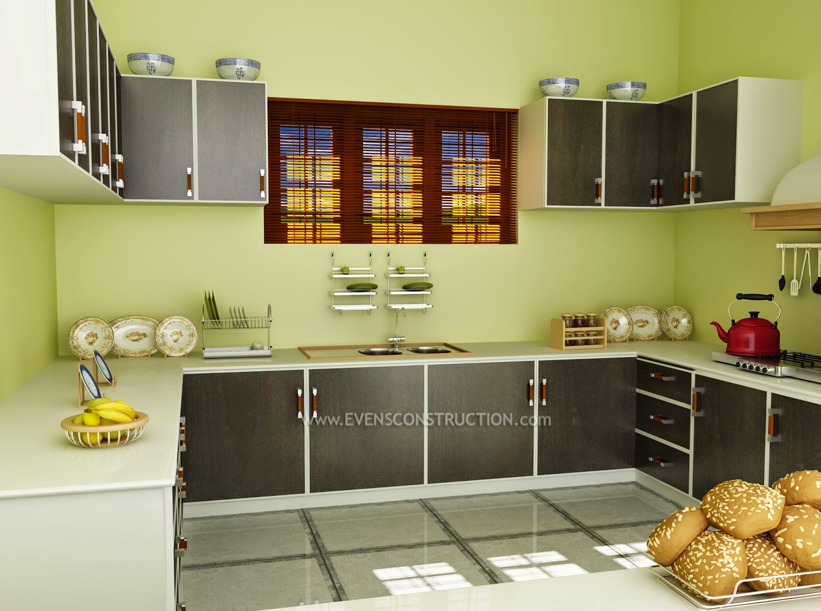 kerala model kitchen cabinet design