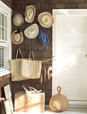straw hats on front porch