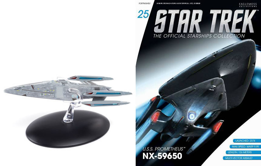 #82 Star Trek Earth Starfleet Warp Delta Die Cast Metal Ship-UK/Eaglemoss w Mag 