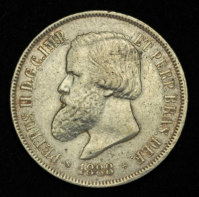 Brazil silver coin value 2000 Reis Emperor Dom Pedro II