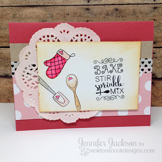 Pink Baking Card by Jennifer Jackson | Made from Scratch Stamp set by Newton's Nook Designs #newtonsnook