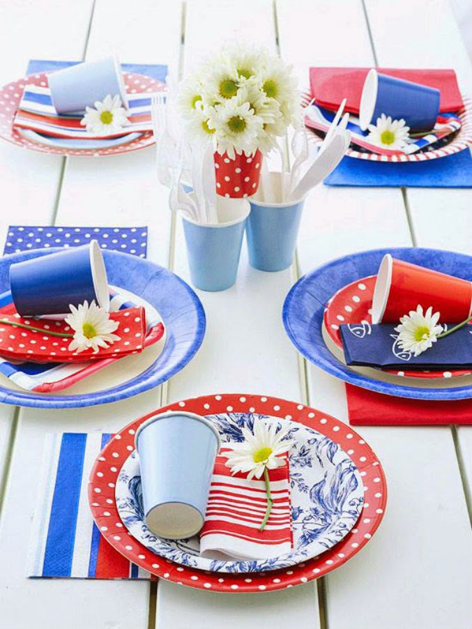 ciao! newport beach favorite red, white and blue tables