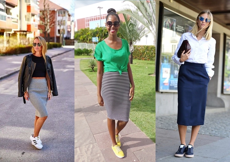 saia lapis preta com tenis