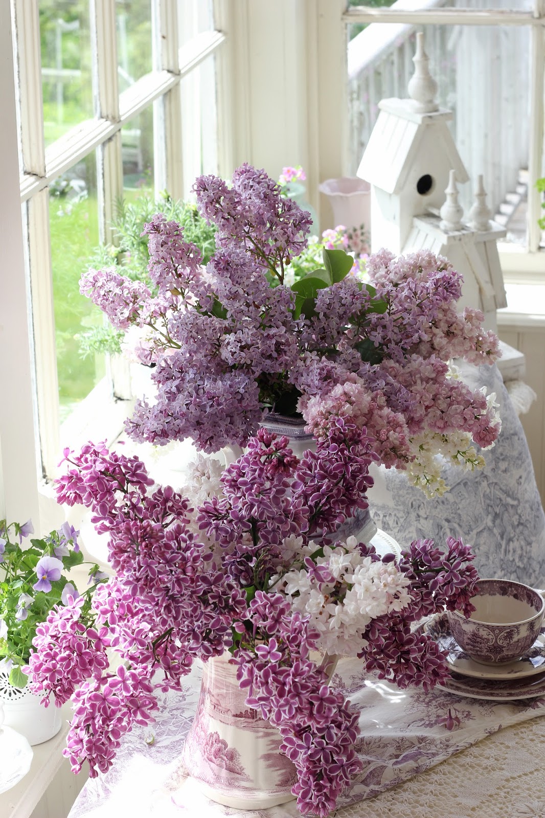 Aiken House & Gardens Lilacs , Transferware & Teapots