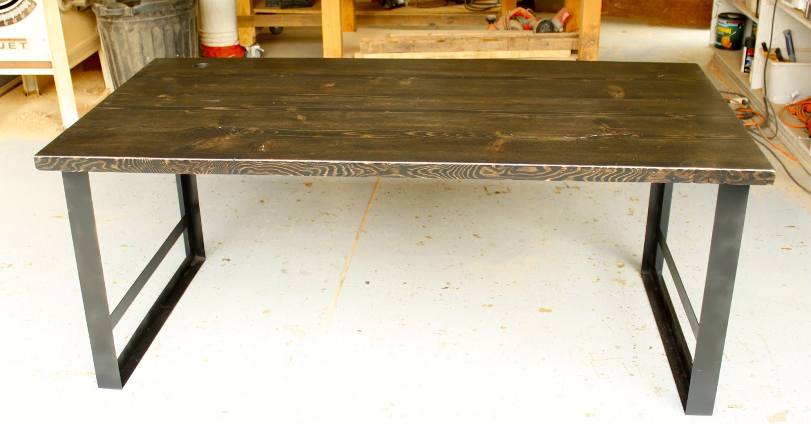 Arbor Exchange Reclaimed Wood Furniture Ebonystained Table w/ Metal