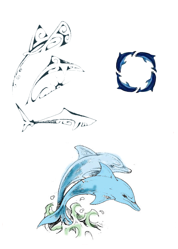 Дельфин тату для девушек эскизы