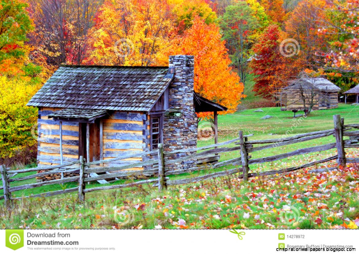 Mountain Log Cabins In Fall Stock Photography   Image 14278972
