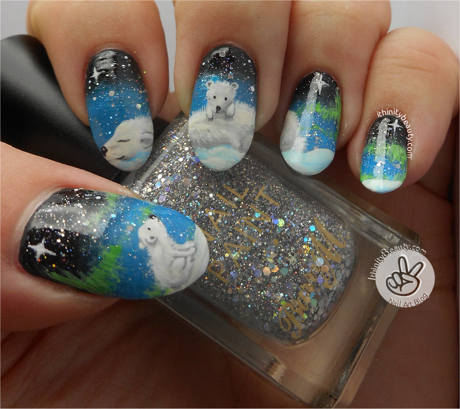 Freehand Polar Bear Family Ithinitybeauty Nail Art Blog For This Manicure Here Comes The Typical Listing I Do Ll See If Can Reformat Next Year Began With My Opi Nail Envy Base Coat