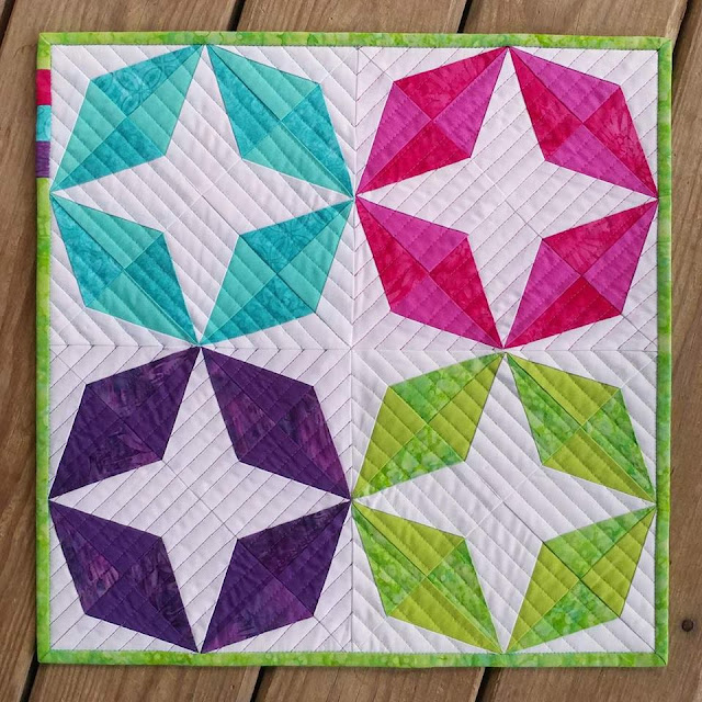 Batiks and solids for a modern Teal Mini Swap Quilt