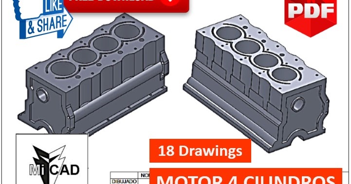 Mi Cad: Planos Motor 4 Cilindros