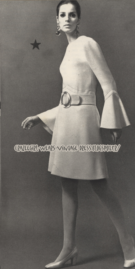 Christian Dior dress - 1967 - bell sleeves  60s 1960