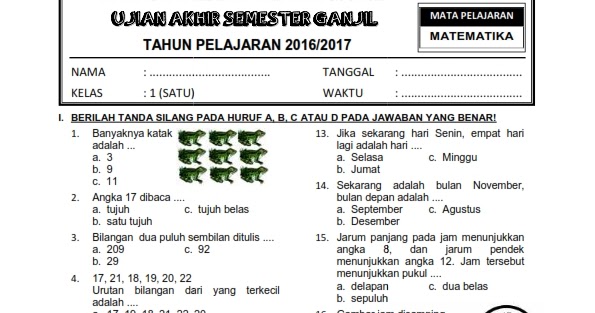 Menggali Potensi Anak: Kumpulan Contoh Soal UAS KTSP Kelas 1 Semester 2 untuk Persiapan Optimal