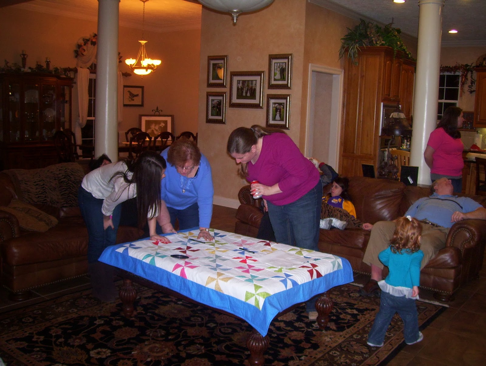 Needles and Pins Signing our Duke Family Signature Quilt...