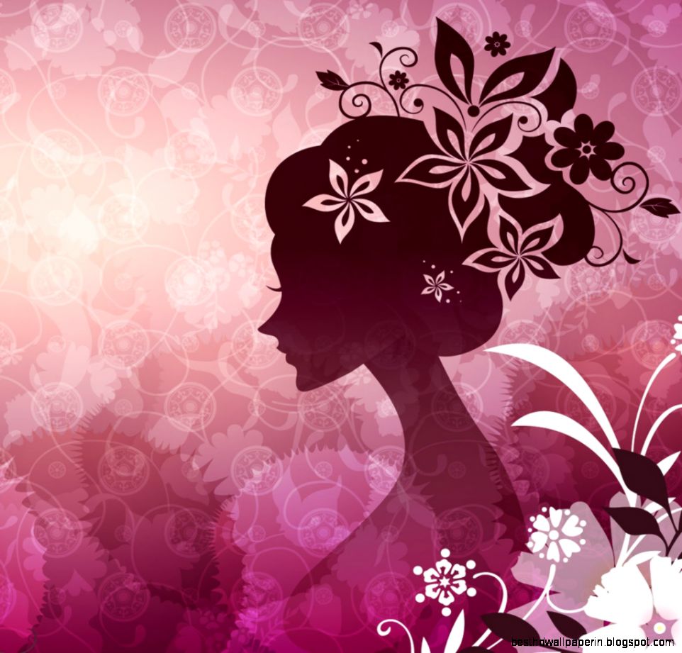 Woman with flowers pink iPad Wallpaper Download  iPhone