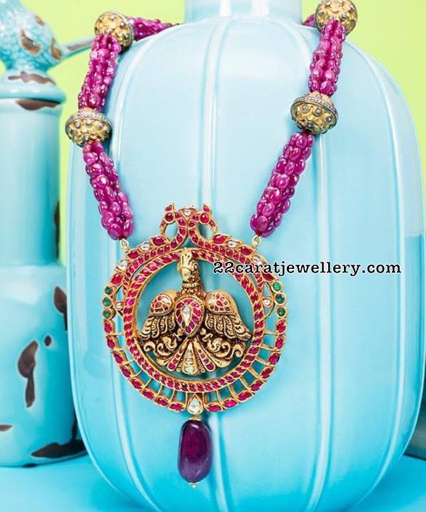 Ruby Beads Long Chain Jewellery Designs