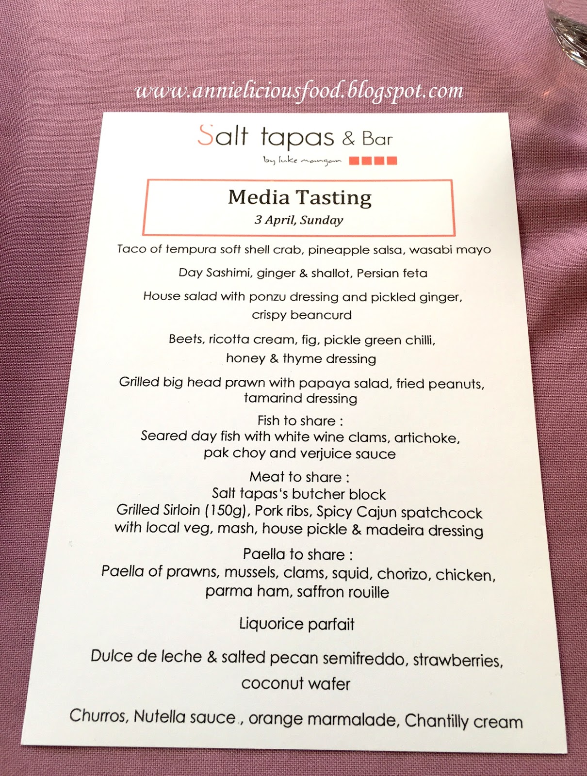 Annielicious Food Masterclass & New Menu Tasting at Salt Tapas & Bar