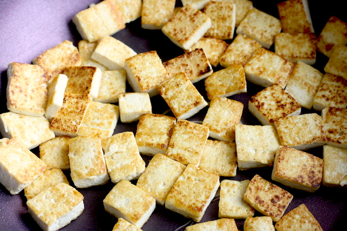 pan fried tofu for vegetarian japanese curry udon noodles
