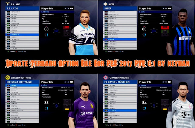 Update Terbaru Option File For PES 2017 PTE 6.1 by keyhan Update Terbaru Option File For PES 2017 PTE 6.1 by keyhan