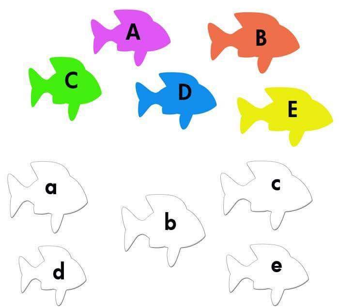 Найди d f e f. Задания на ABCDE. ABCDE задания для дошкольников. Игрушки a b c. Цветные рыбки с цифрами до 10.
