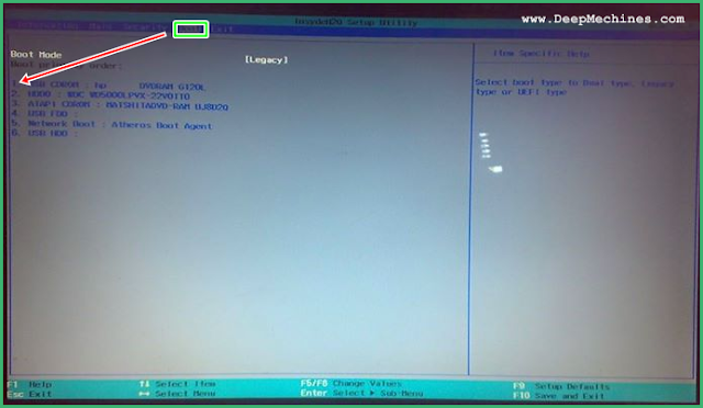 Boot Order pada ACER Aspire E1-422 Series Setting Boot Order dan Instalasi Windows 7 pada Aspire E1-422 Series
