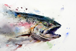 watercolor fish paintings crouser dean wild wildlife animals fishing salmon abstract painting animal paint trout splashy dramatic aquatic artist tattoo