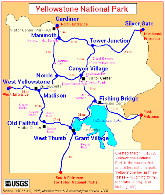 Yellowstone Grand Loop Map Maps Yellowstone National Park Surrounding Area