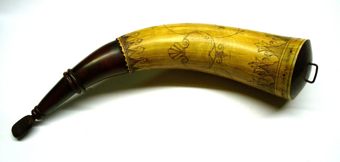 Powder Horn utilizing designs from early 18th c. English fowling gun engraving
