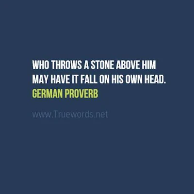 Who throws a stone above him may have it fall on his own head.