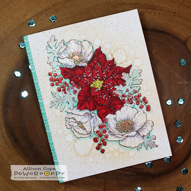 Embossing Powder Colored Bouquet by Allison Cope featuring the "Winter Wonderland" stamp set by Power Poppy.
