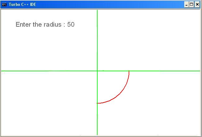 C PROGRAMMING: C PROGRAM TO DRAW CIRCLE IN FOURTH QUADRANT IN ...