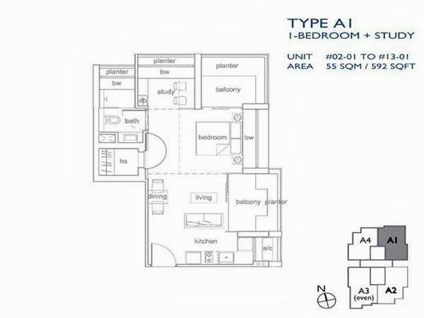 1+1 Bedroom Floor Plans