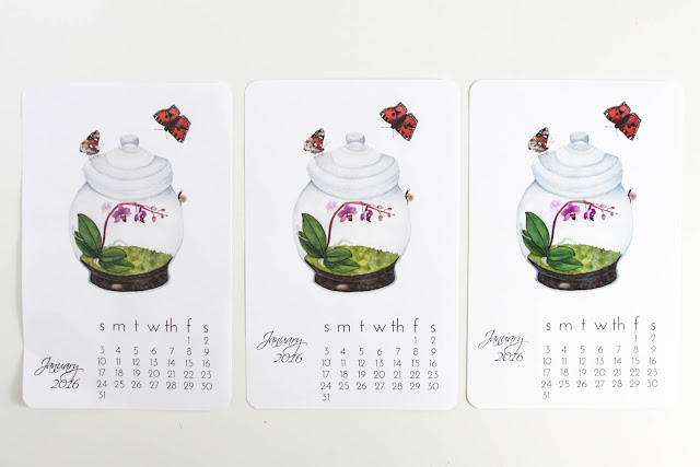 calendar, watercolor, paper comparison, Anne Butera, My Giant Strawberry