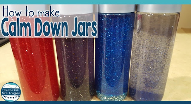 This calm down bottle recipe is so easy and can be used with or without glitter. It works however you choose to make them! Try a fun galaxy look or make a simple glitter timer. Glitter glue, water and food coloring and you are good to go! I use these as a calm down strategy in kindergarten or a traditional  time out timer.  