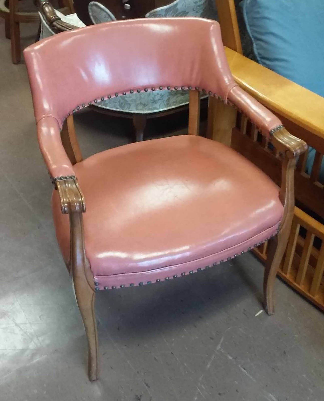 UHURU FURNITURE & COLLECTIBLES SOLD Vintage Salmon Waiting Room Chair