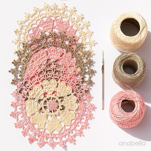Crown of hearts crochet doily by Anabelia Craft Design