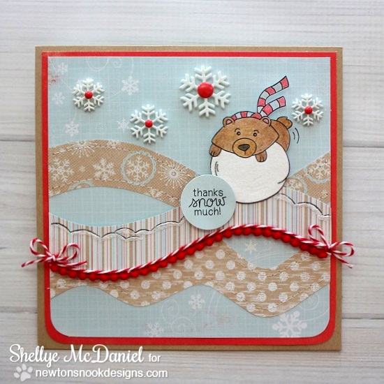 Bear on Snowball Thank You Card by Shellye McDaniel for Newton's Nook Designs | Winter Tails Stamp Set